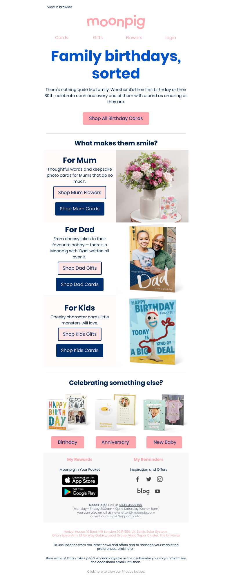 Moonpig - Family birthdays made easy