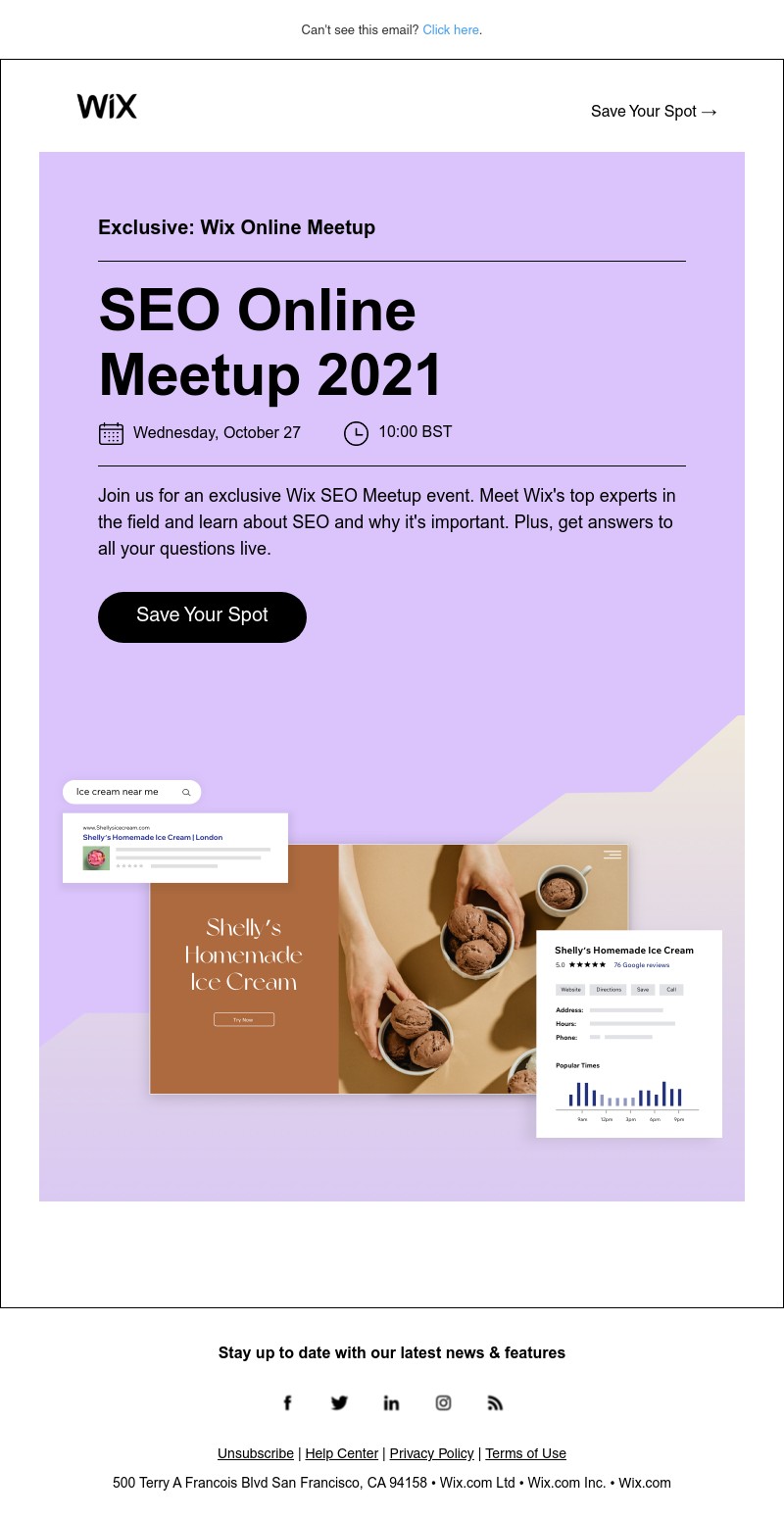 Wix - Save your spot for the SEO Meetup 2021