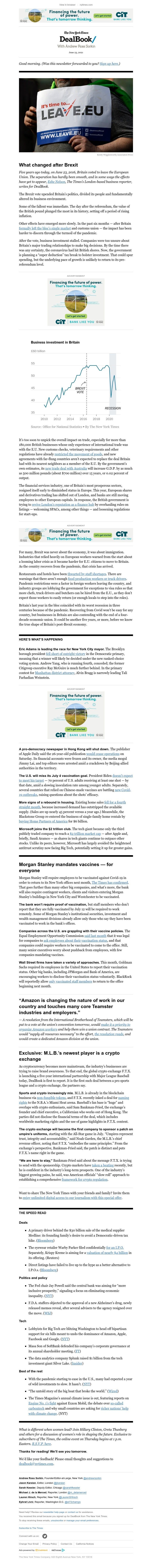 The New York Times - DealBook: Five years of Brexit