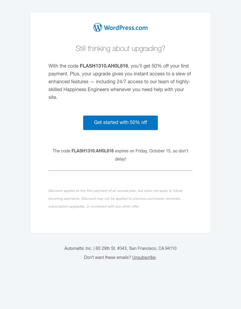 WordPress - Ending soon: 50% off