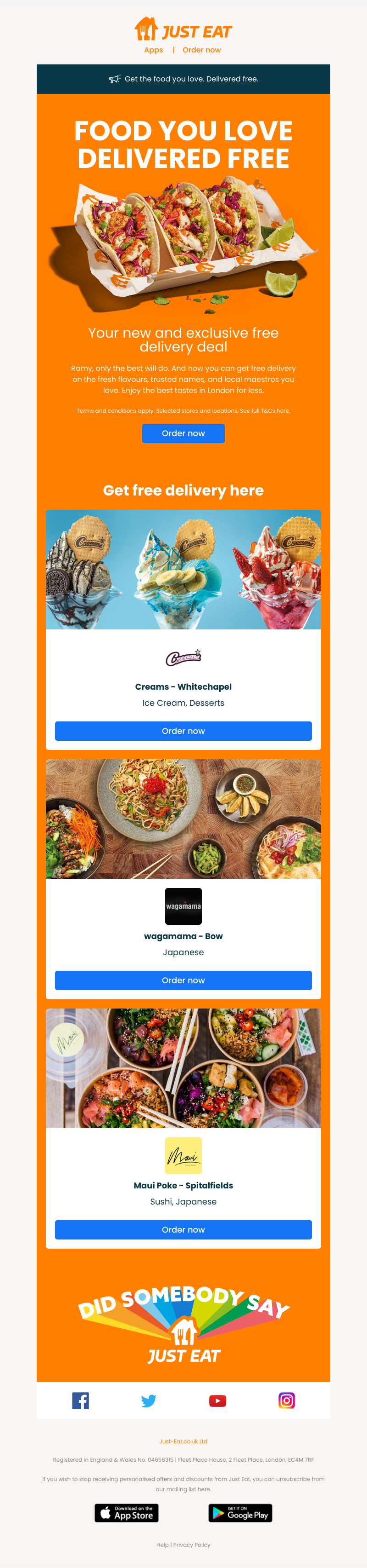 Just Eat - Quality, delivered free 👌