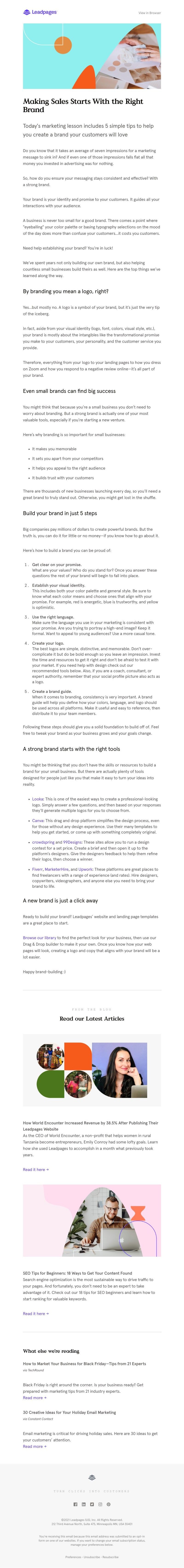 Leadpages - Marketing lesson inside: 5 simple steps to create a killer brand