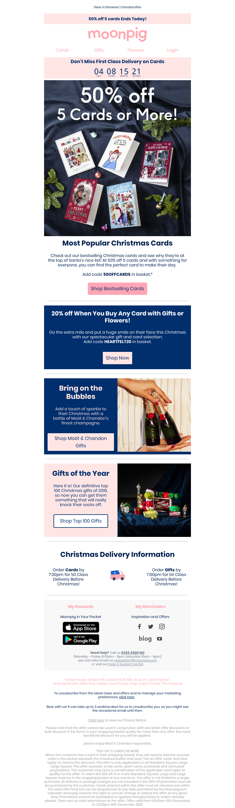 Moonpig - ENDS TODAY: A festive 50% off 5 cards! 🎉