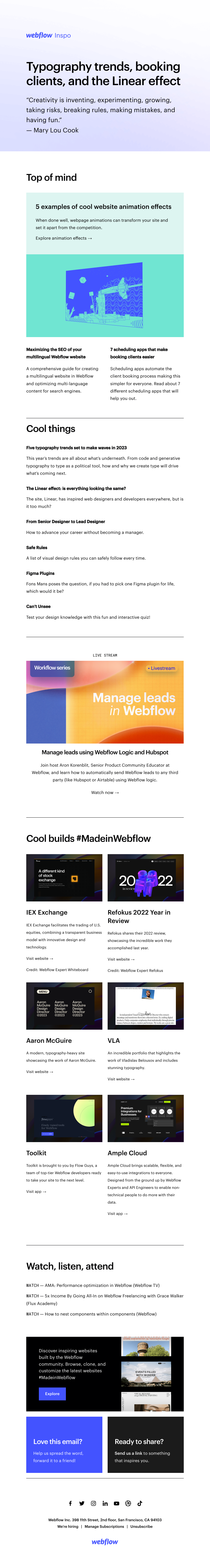 Webflow - Typography trends, booking clients, and the Linear effect 🪞