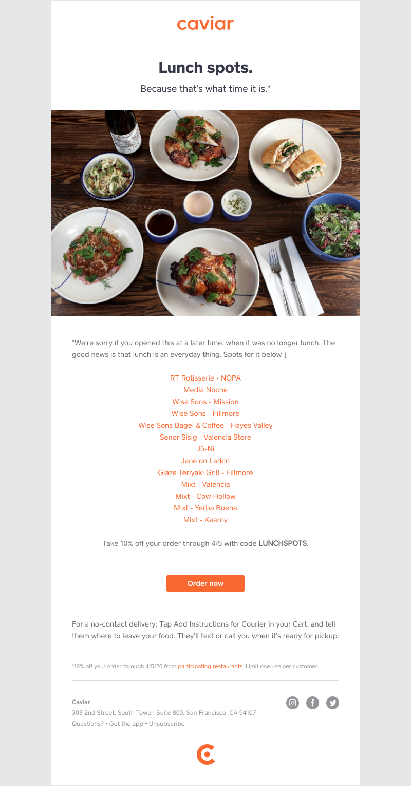  - Lunch, but in a delivered way