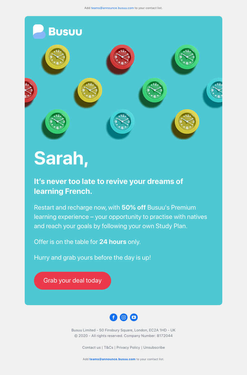 Busuu - Sarah, here's your chance to turn your language learning around 💪