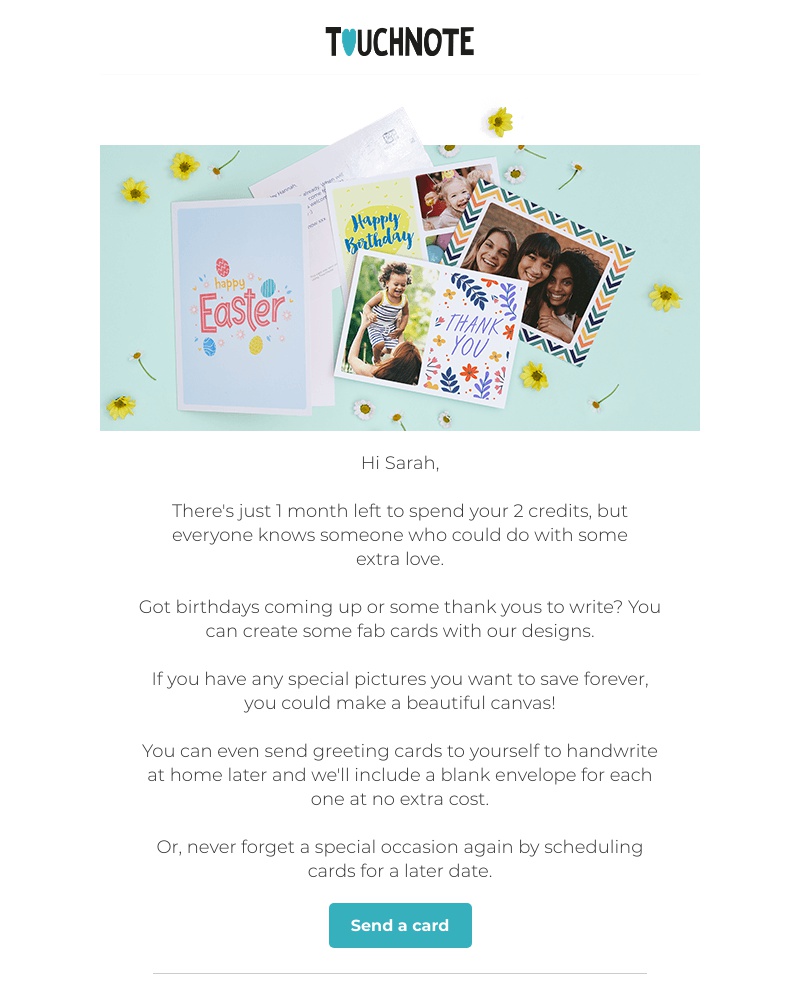 TouchNote - About your TouchNote credits