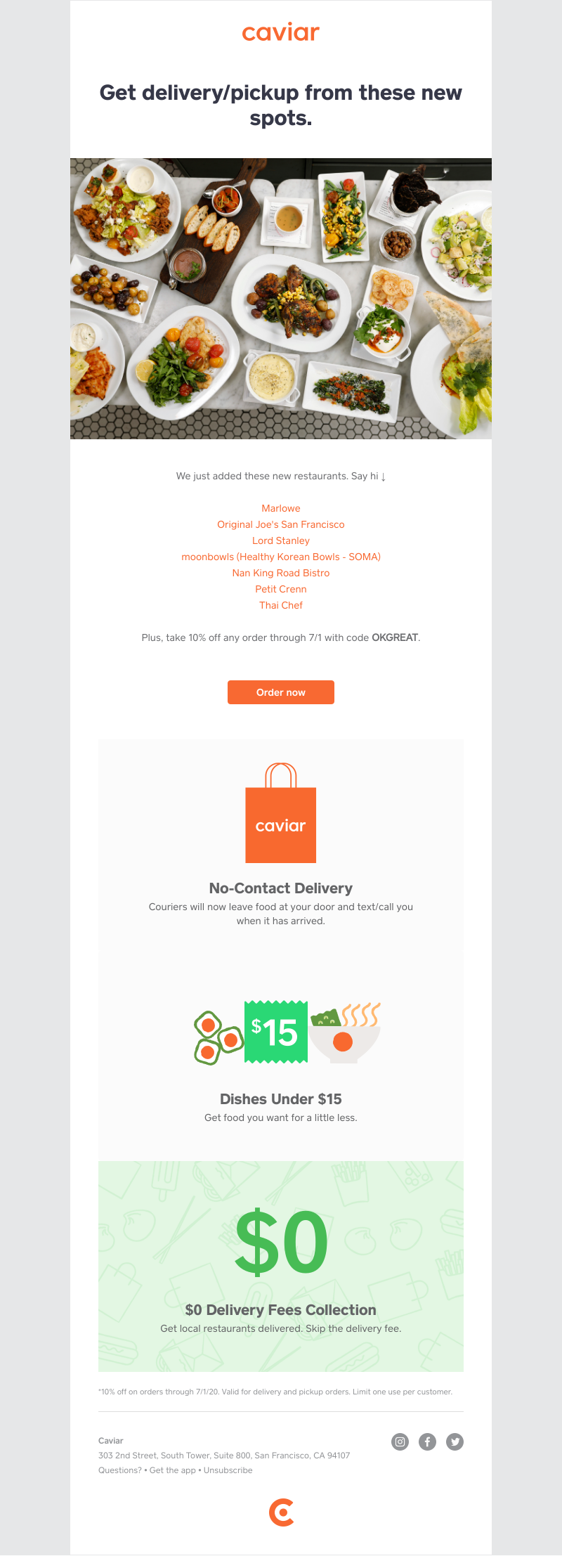  - New restaurants + 10% off