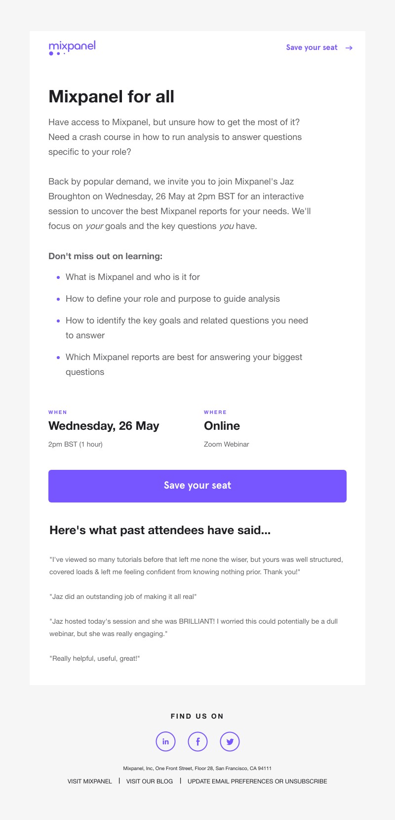 Mixpanel - Find the best Mixpanel report for your needs–join 26 May