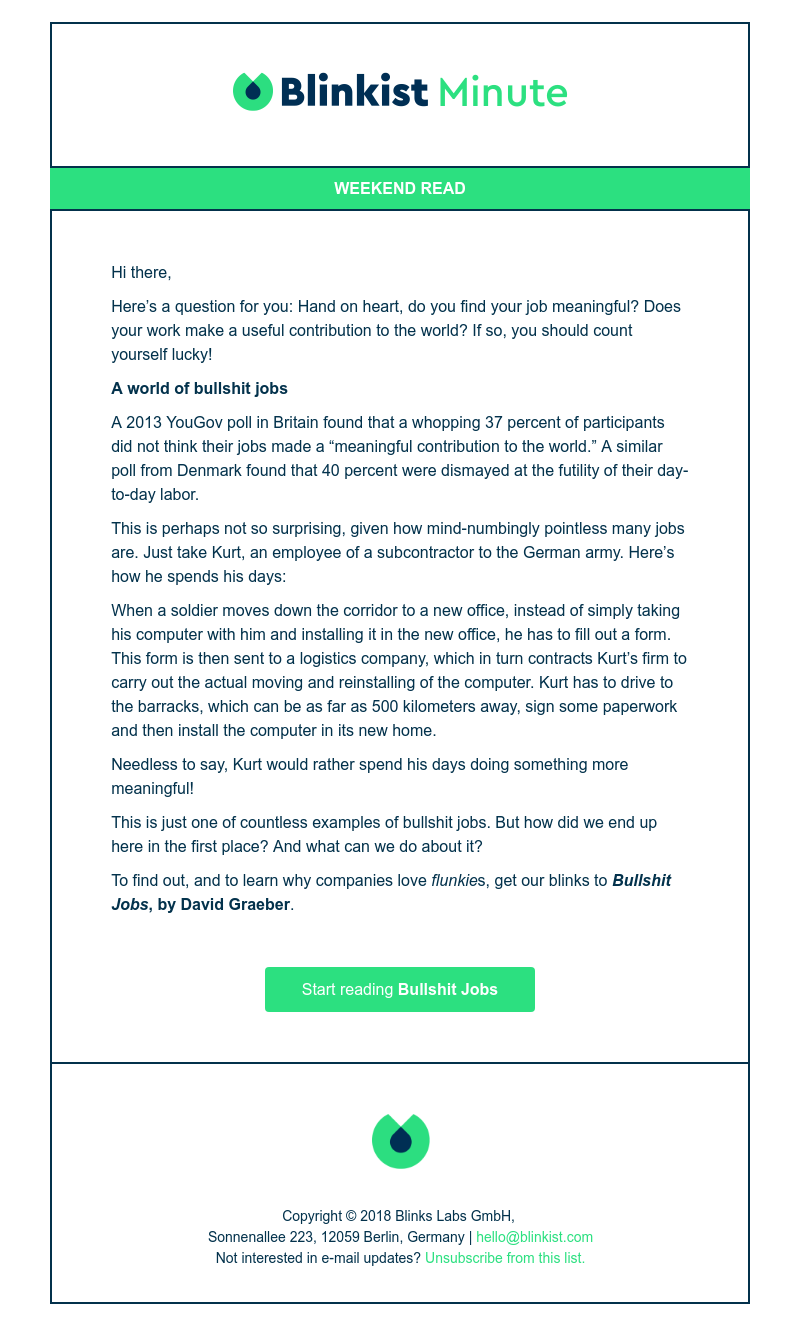  - Blinkist Minute: Do you have a bullsh*t job?