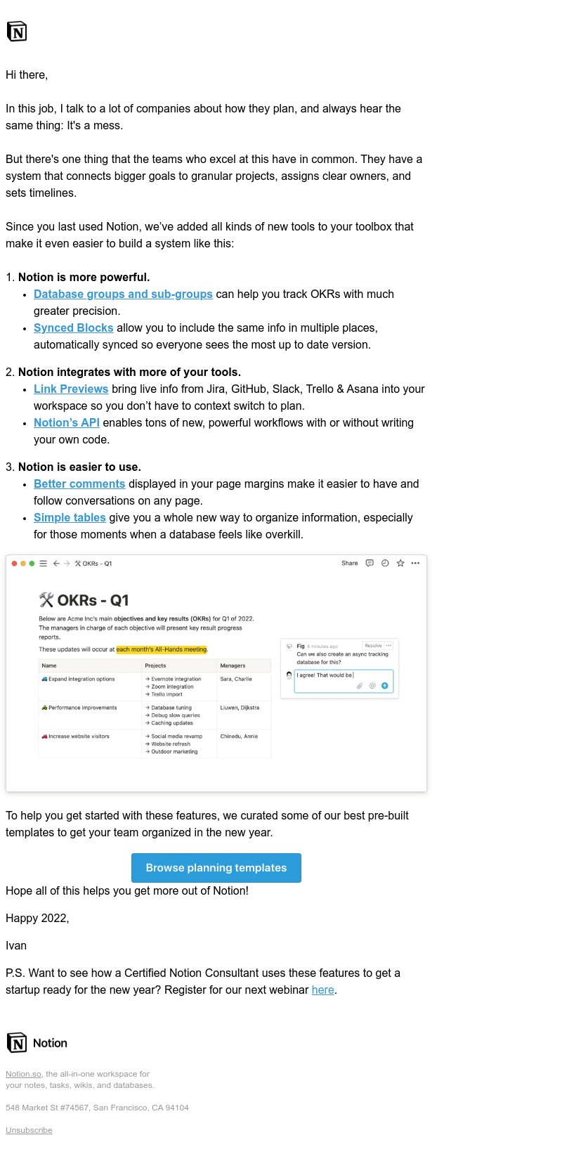  - New features for team planning