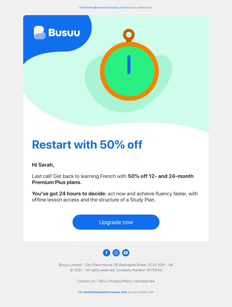 Busuu - 50% off Premium Plus ends today – make every minute of studying count 💪     