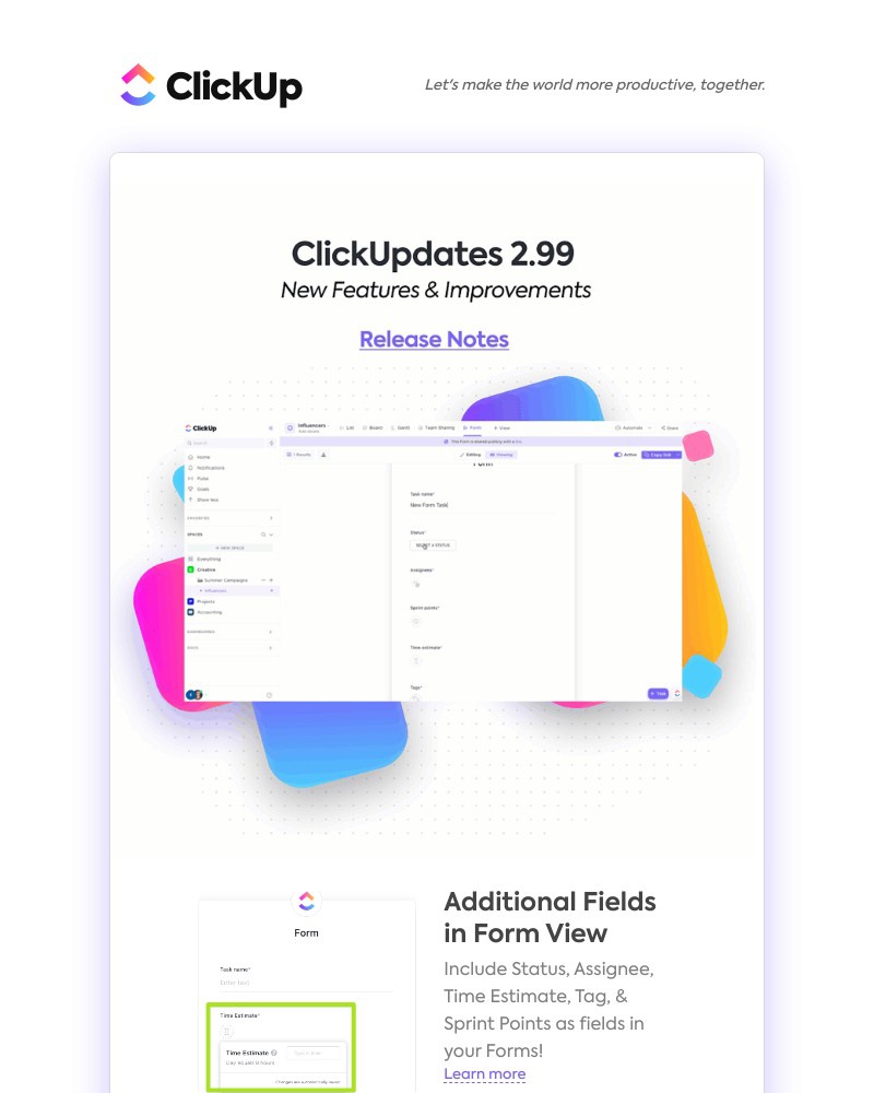 ClickUp - Additional Fields in Form View, Easily Switch Profiles ➕ more!