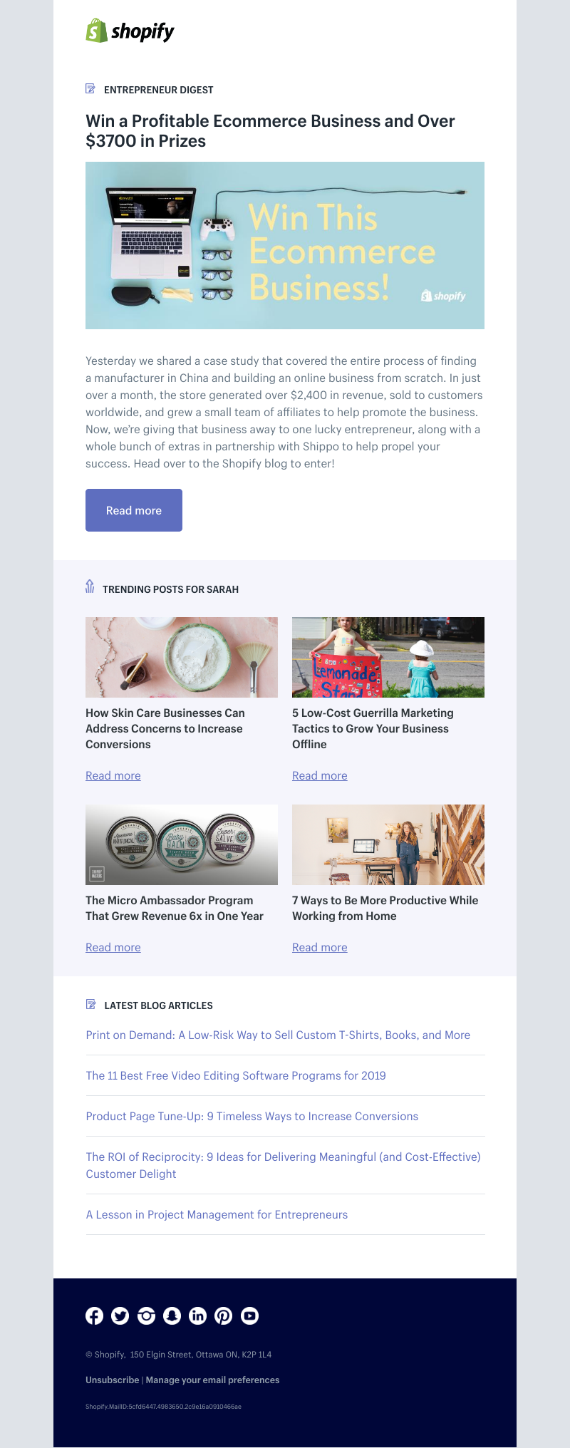 Shopify - Win a Profitable Ecommerce Business and Over $3700 in Prizes