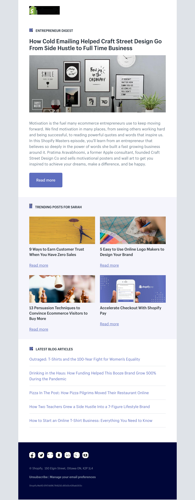 Shopify - How Cold Emailing Helped Craft Street Design Go From Side Hustle to Full Time Business