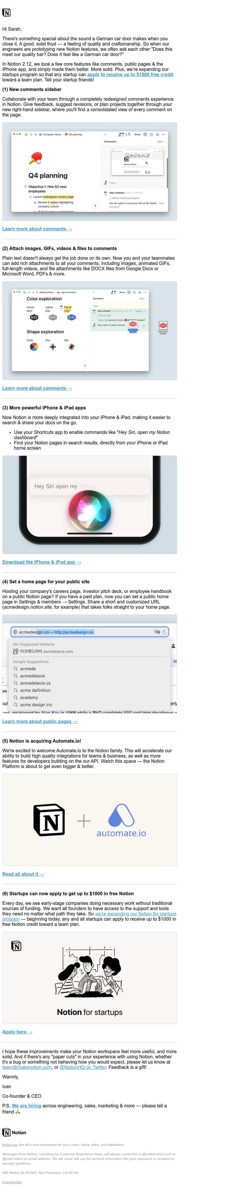  - Notion 2.12 (plus, exciting news for startups)