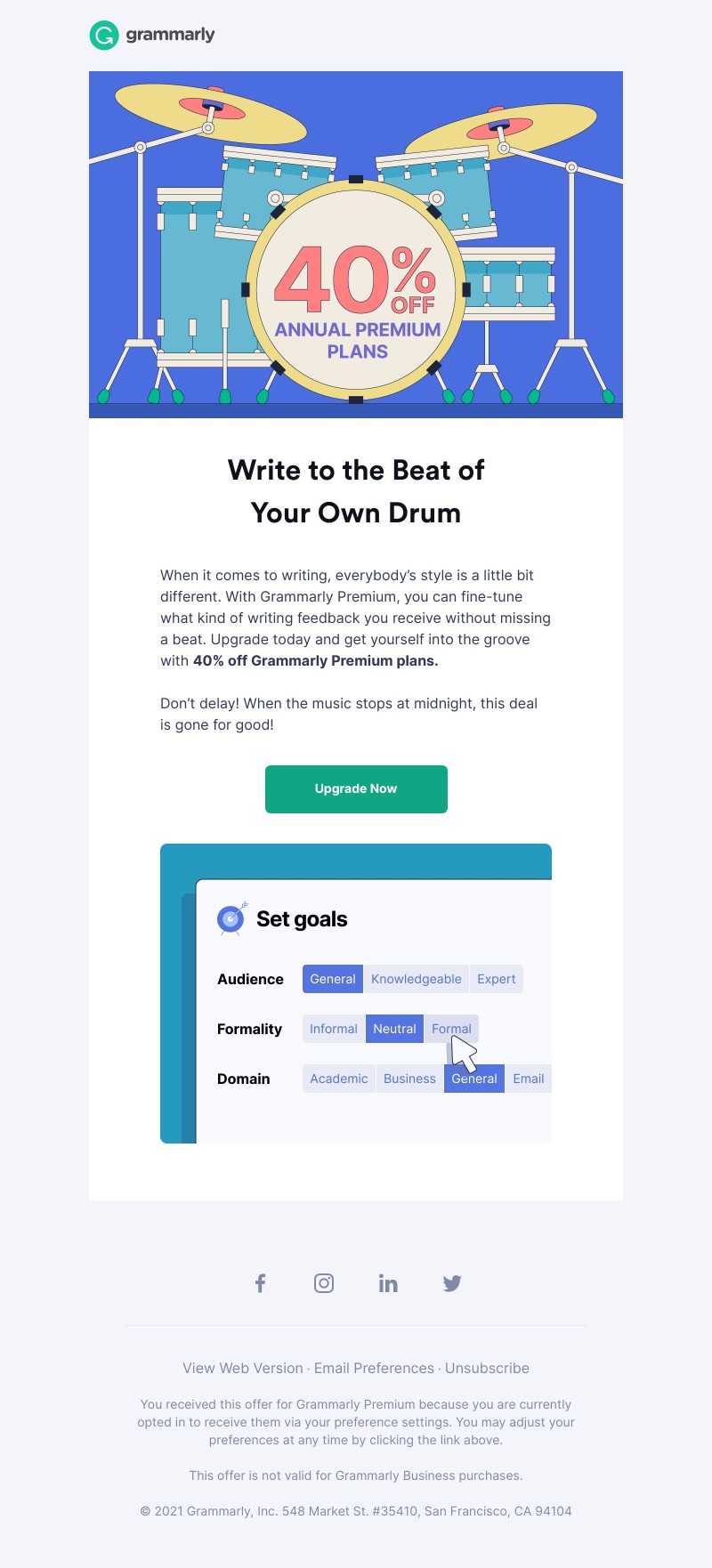 Grammarly - 40% off Grammarly Premium ends TODAY!