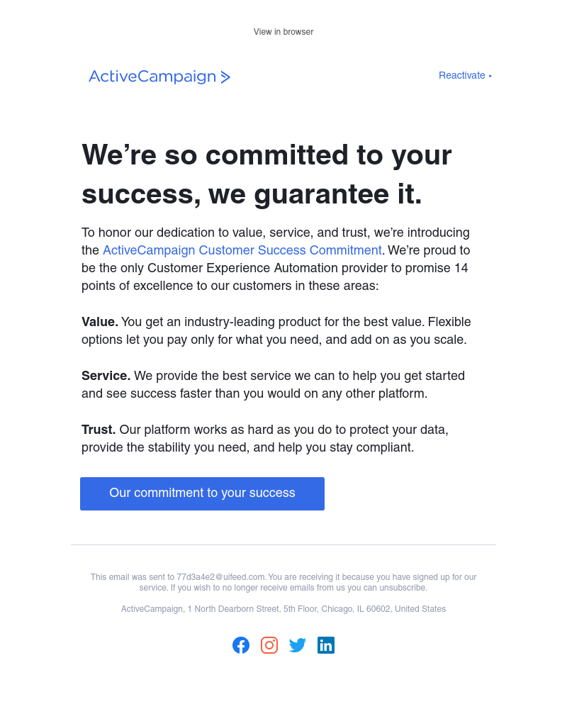  - Announcing the ActiveCampaign Customer Success Commitment