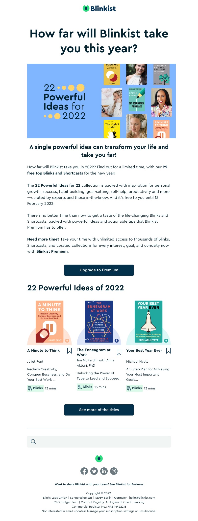 Blinkist - 🚀 How far will Blinkist Premium take you in 2022?