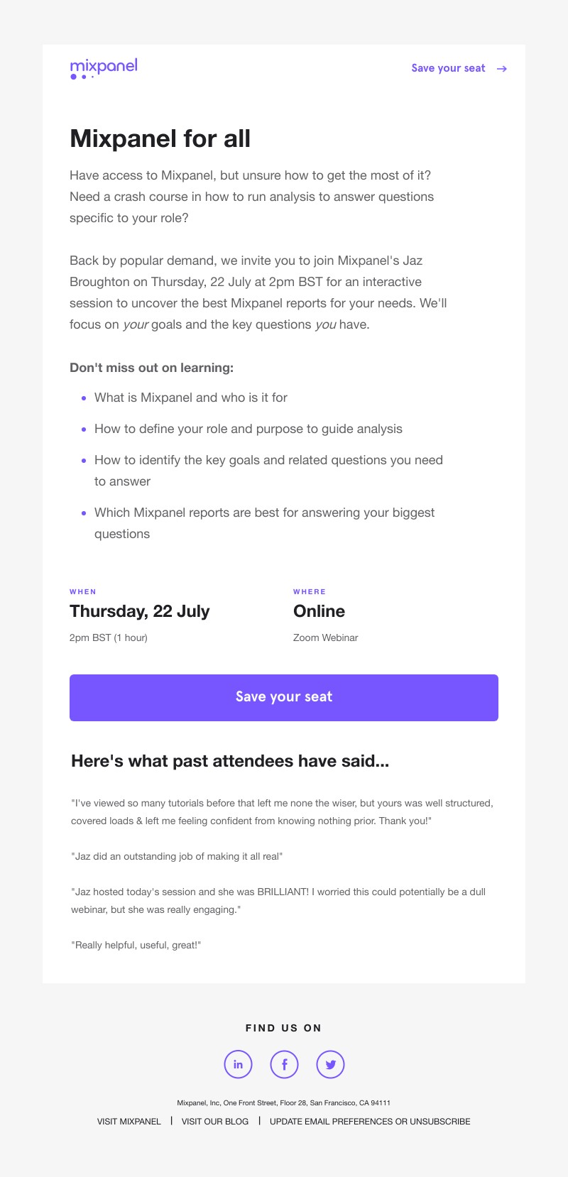 Mixpanel - Find the best Mixpanel report for your needs–join 22 July