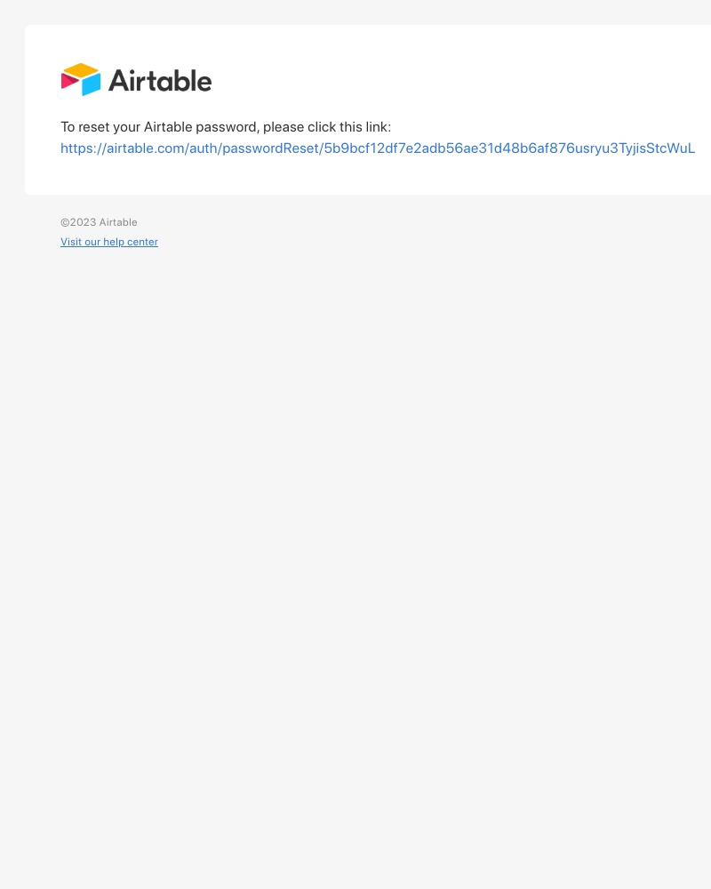 Airtable - Airtable password reset