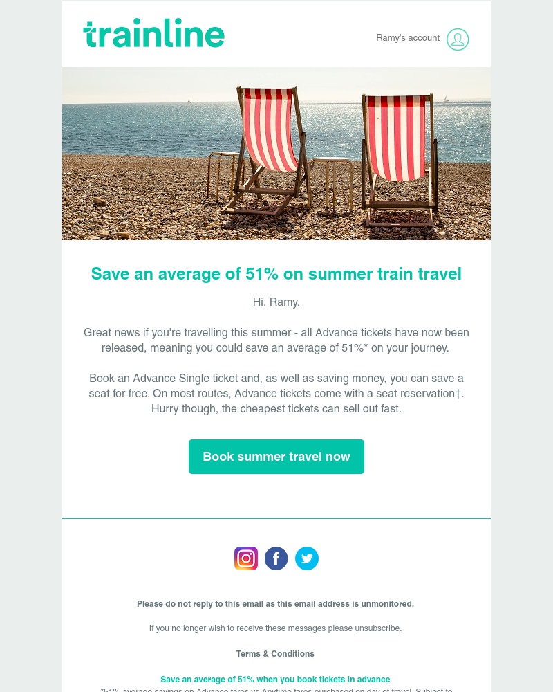 Trainline - ALL Advance tickets now released for summer travel