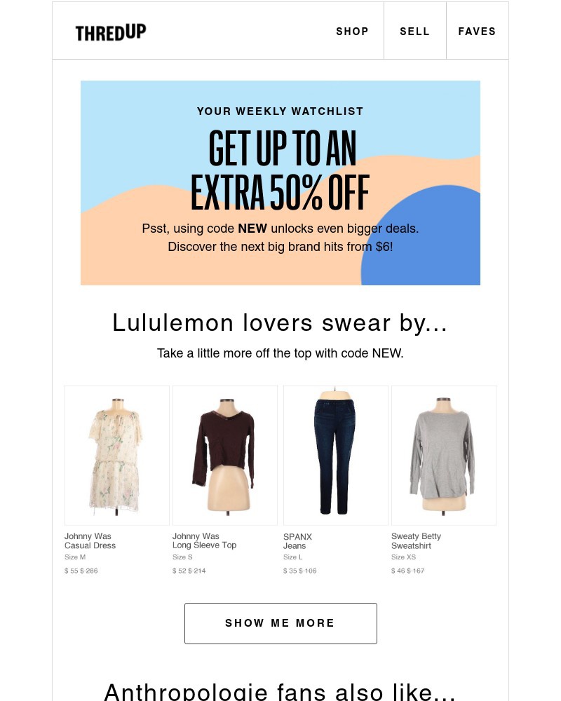 thredUP - An extra up to 50% off these brand hits?