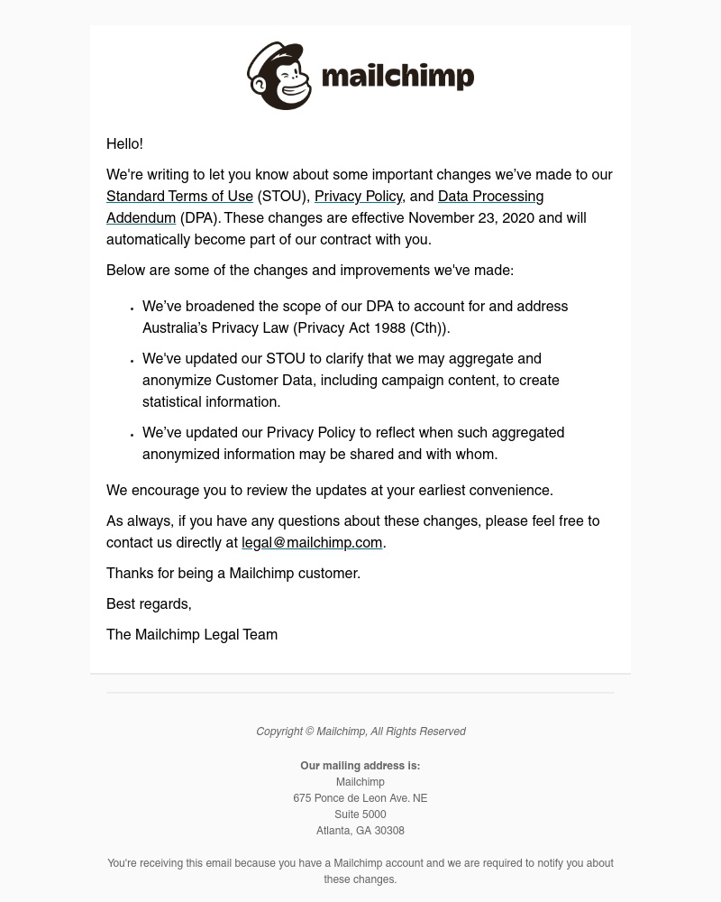 Mailchimp - An important update about changes to our policies