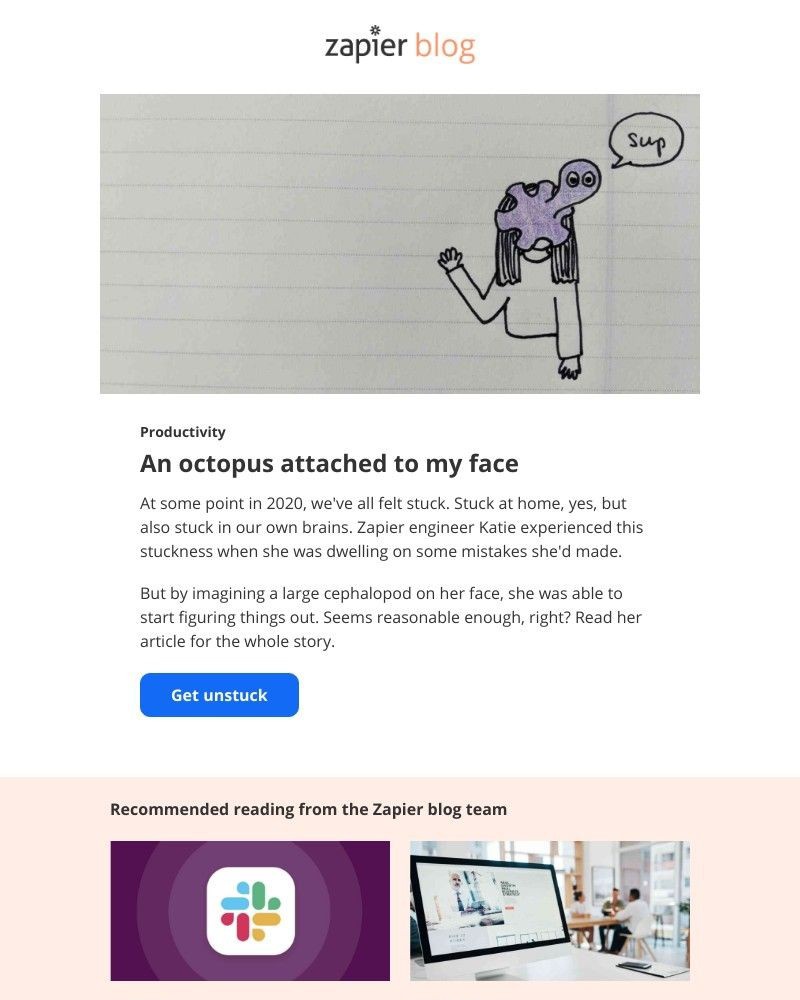 Zapier - An octopus attached to my face