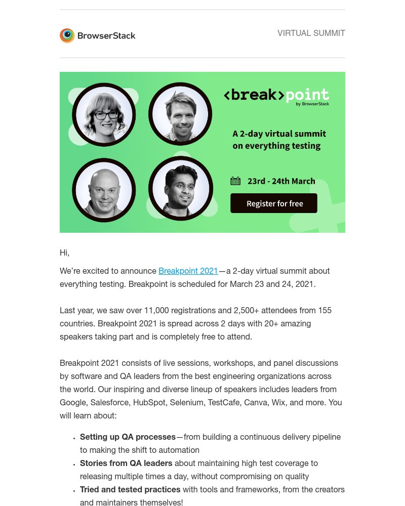  - Announcing Breakpoint 2021, a 2-day summit on everything testing
