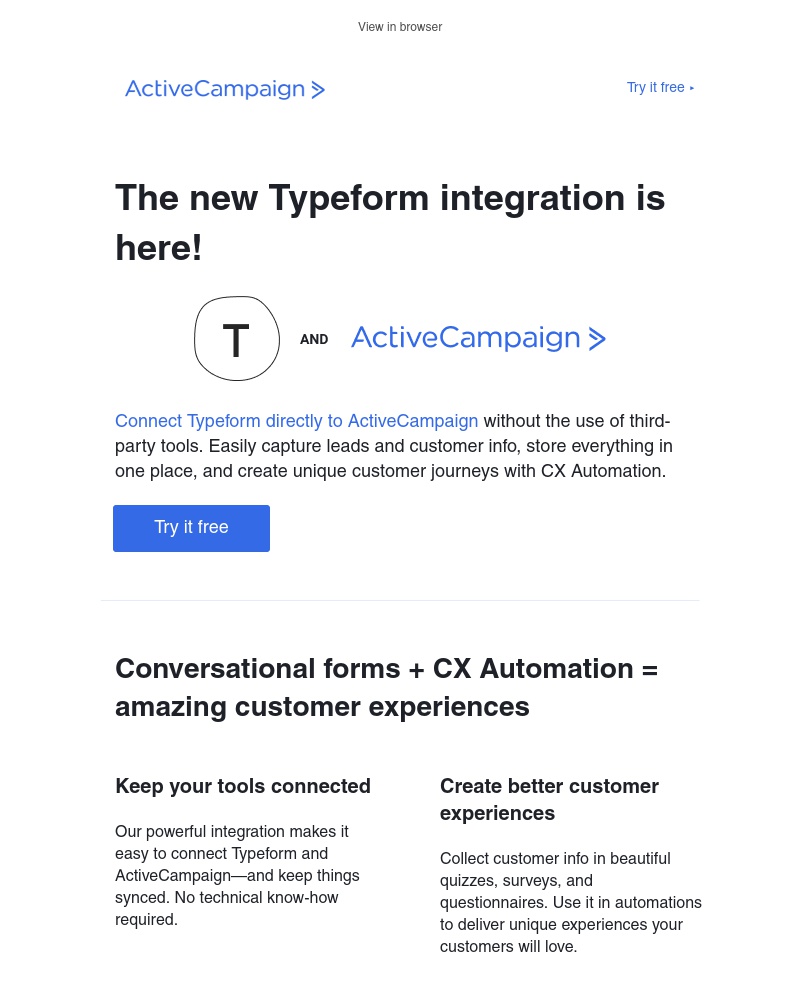  - Announcing the Typeform + ActiveCampaign integration!