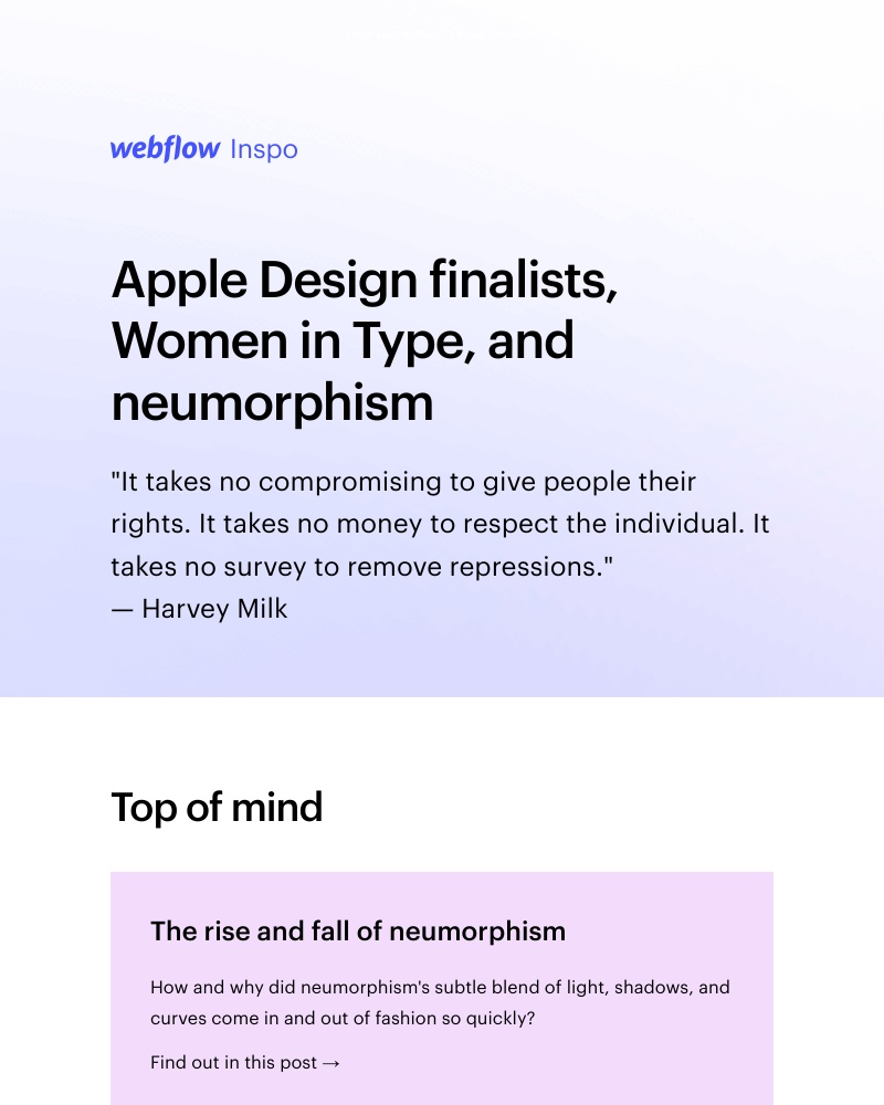 Webflow - Apple Design finalists, Women in Type, and neumorphism 🎛