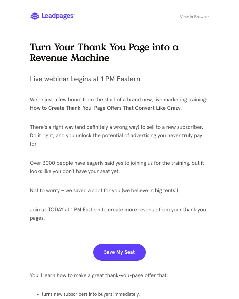 Leadpages - are you joining us today?