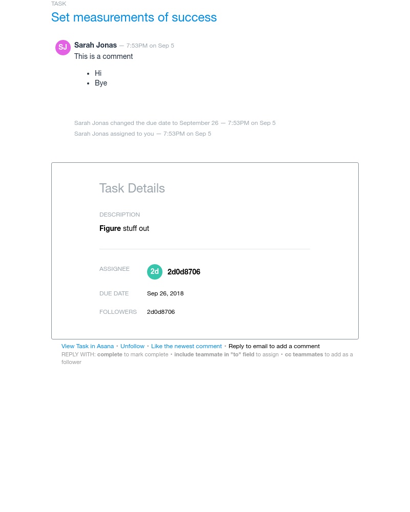 Asana - Assigned to You: Set measurements of success