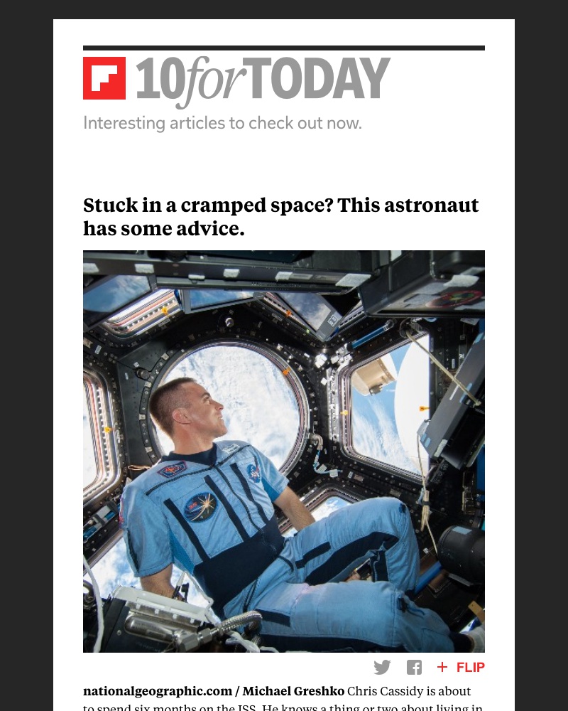 Flipboard - Astronaut's tips for self-isolation