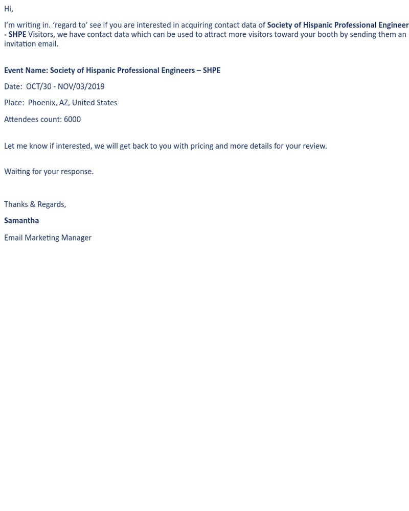 Lyft - Attendee list of Society of Hispanic Professional Engineers - SHPE