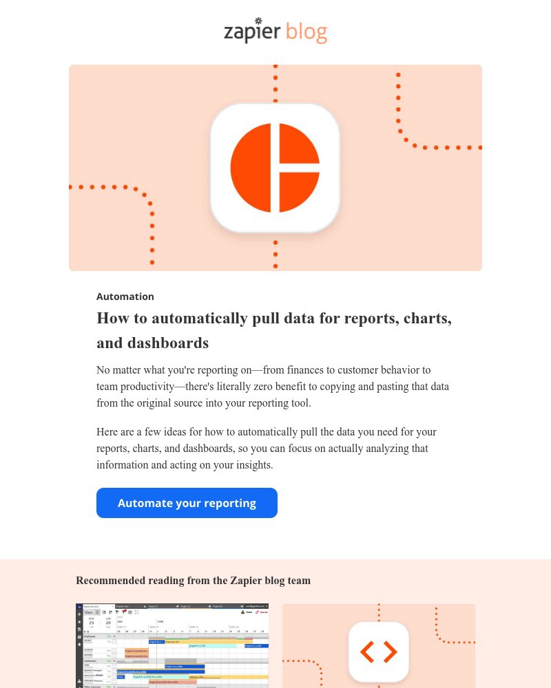 Zapier - Automatically pull data for reports, charts, and dashboards