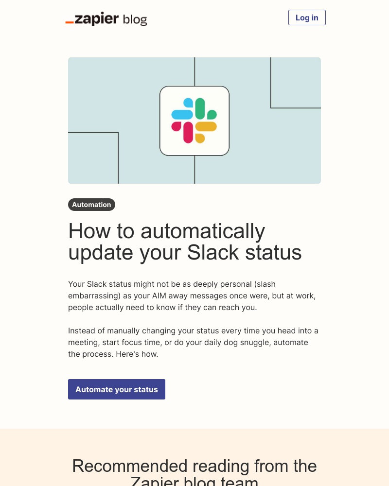 Zapier - Automatically update your Slack status