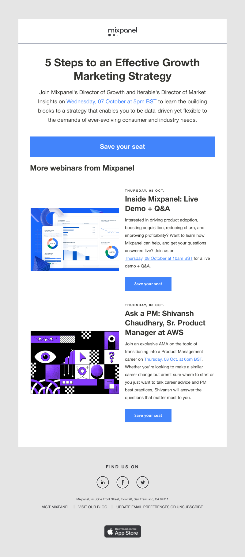 Mixpanel - Webinar roundup: learn growth frameworks, tips from an AWS product leader, and more!