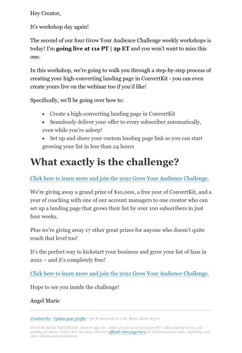 ConvertKit - [Workshop Today] How to create and share your landing page