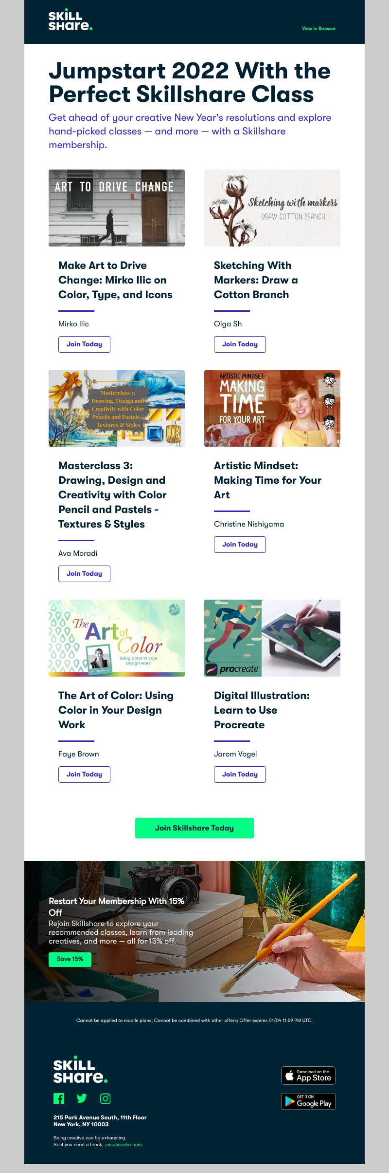 Skillshare - Got some downtime this week, Sarah? Check out these personalized class recommendations.