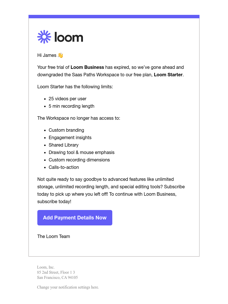  - Saas Paths has been downgraded to Loom Starter