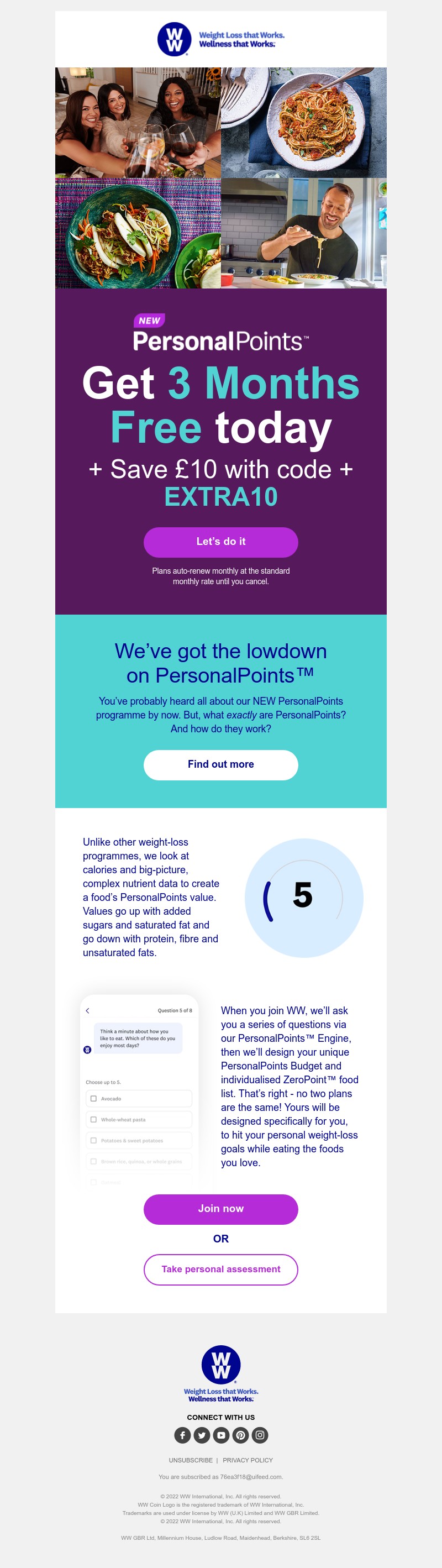 WW (Weight Watchers) - Here is 3 months FREE and an extra £10 off - Ends today!