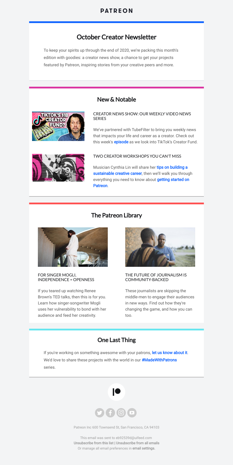 Patreon - Your October creator newsletter is here!