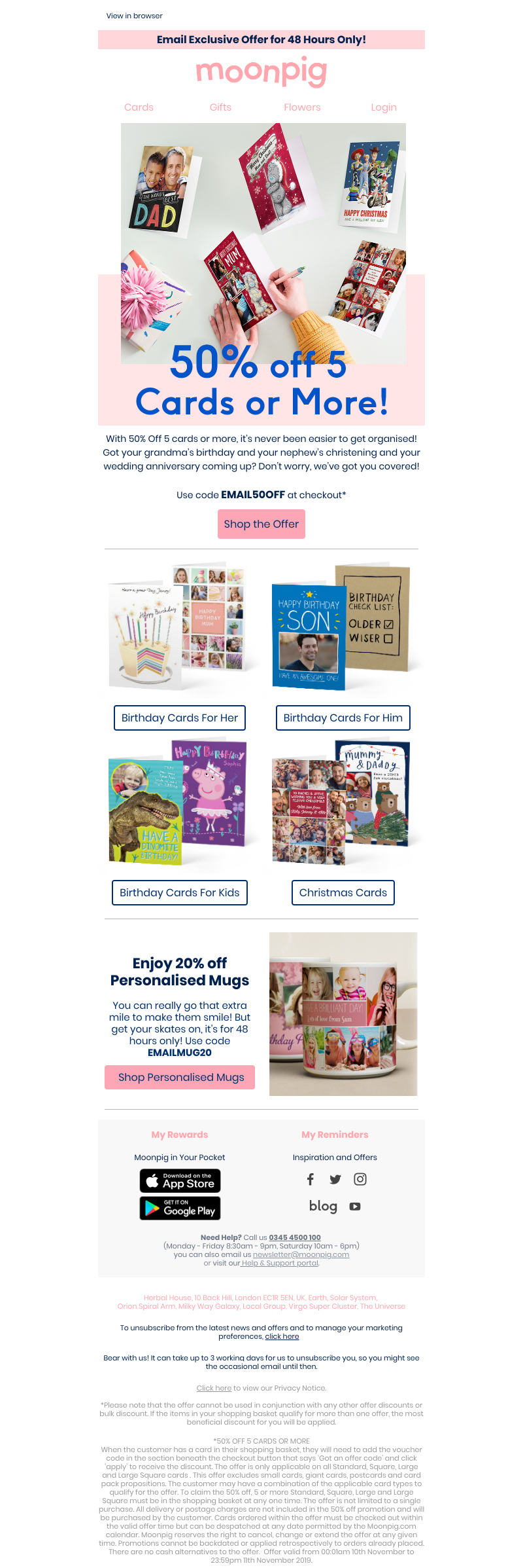 Moonpig - Get 50% off when you buy 5 or more cards! 👀