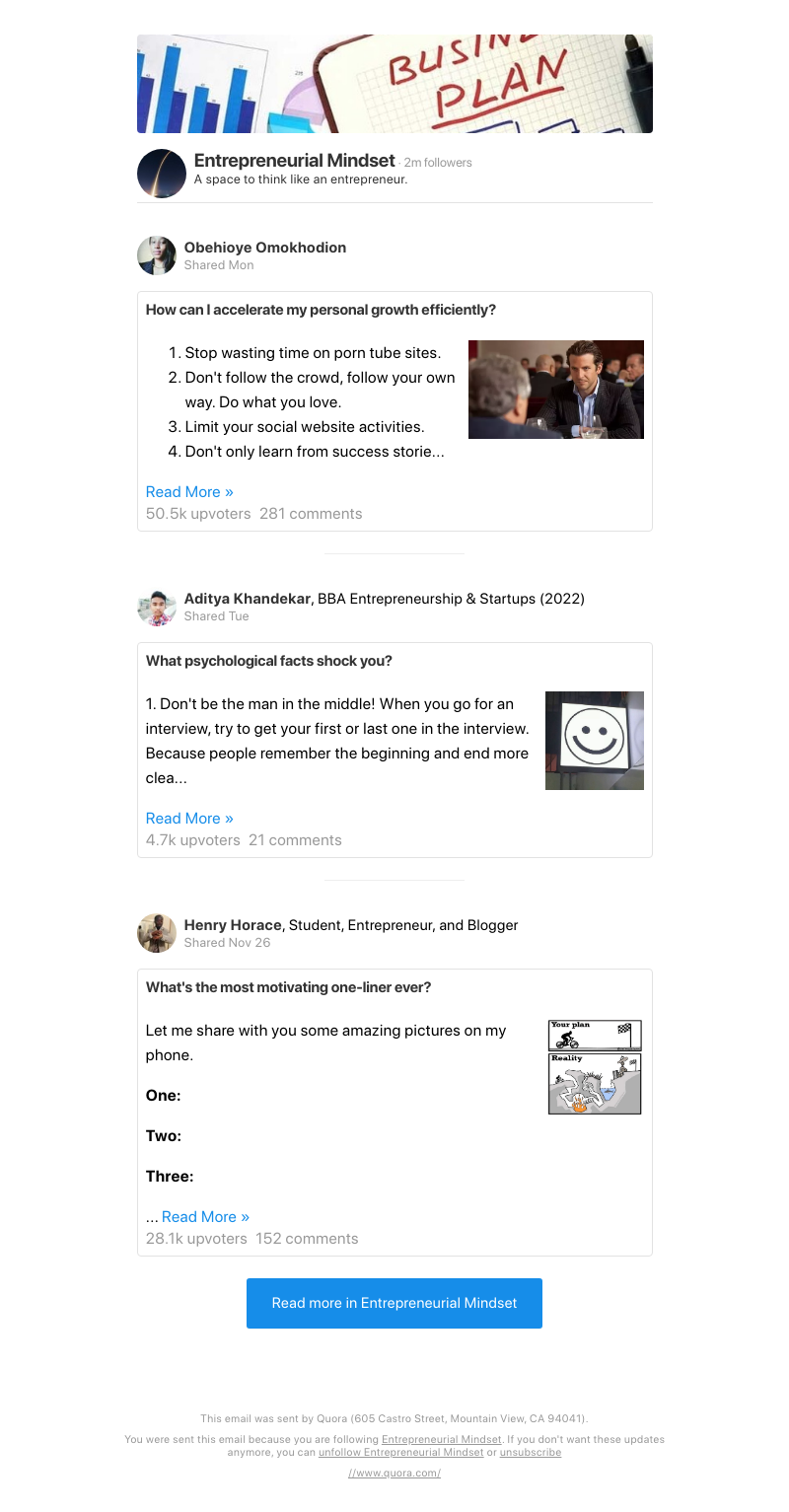 Quora - How can I accelerate my personal growth efficiently?