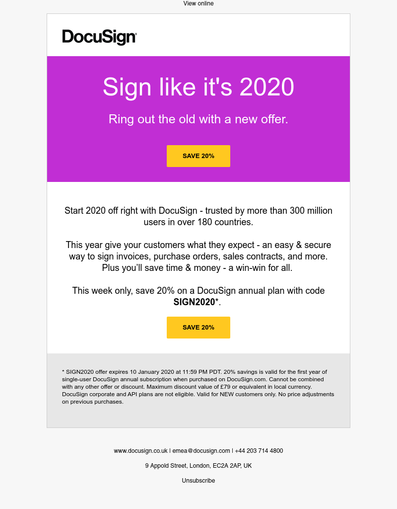 DocuSign - Enclosed: Special New Year offer!