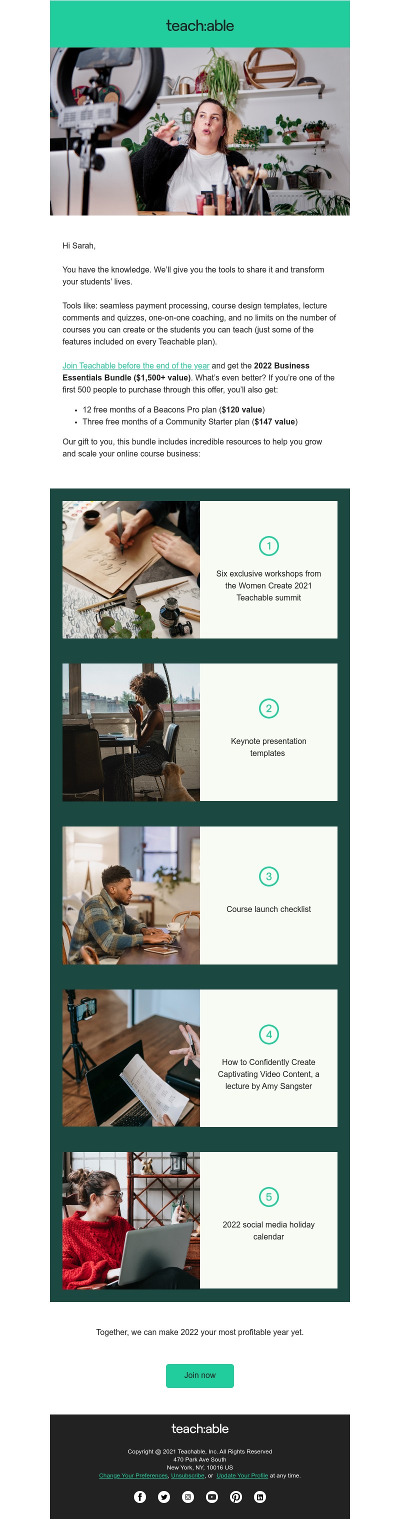 Teachable - Grab the 2022 Business Essentials Bundle while you can.
