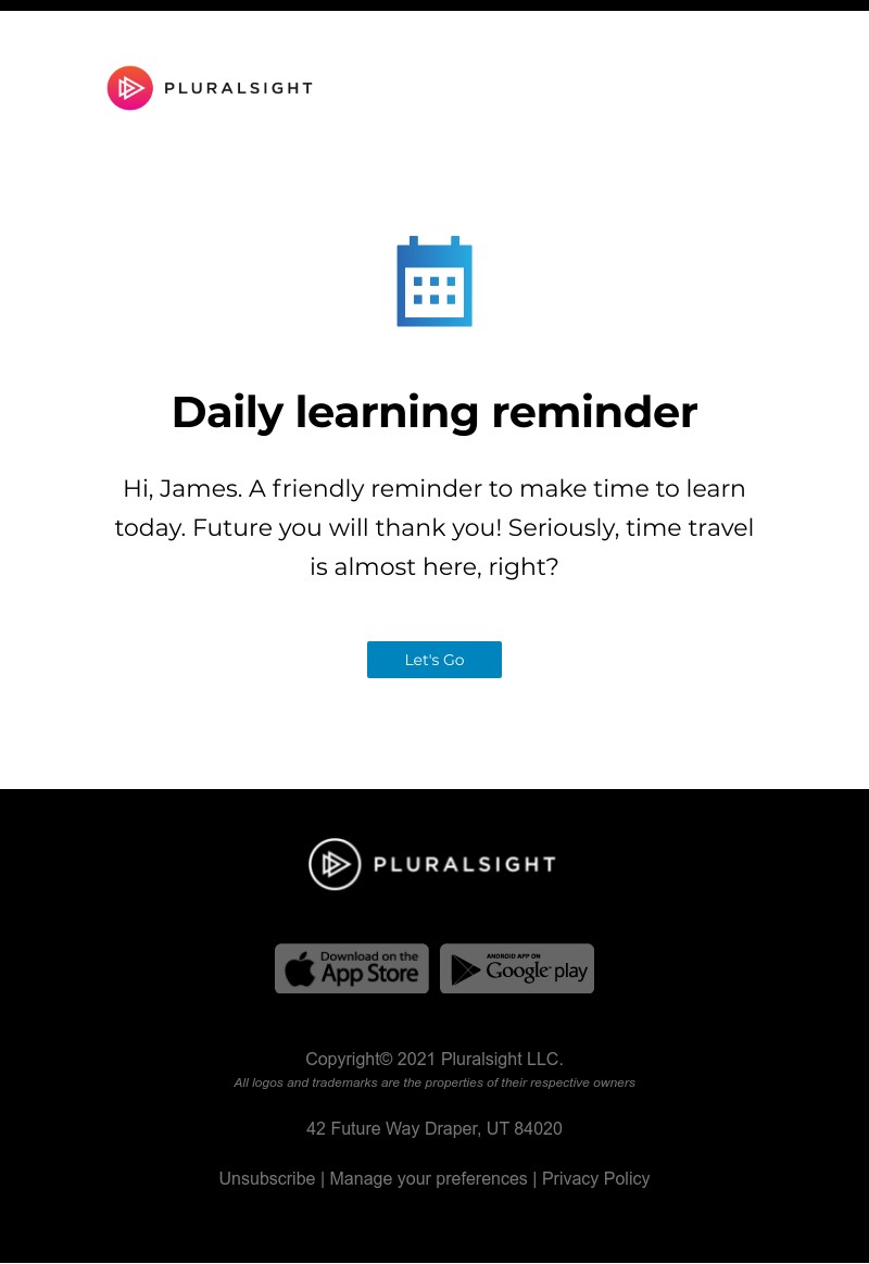 Pluralsight - Your friendly Pluralsight learning reminder