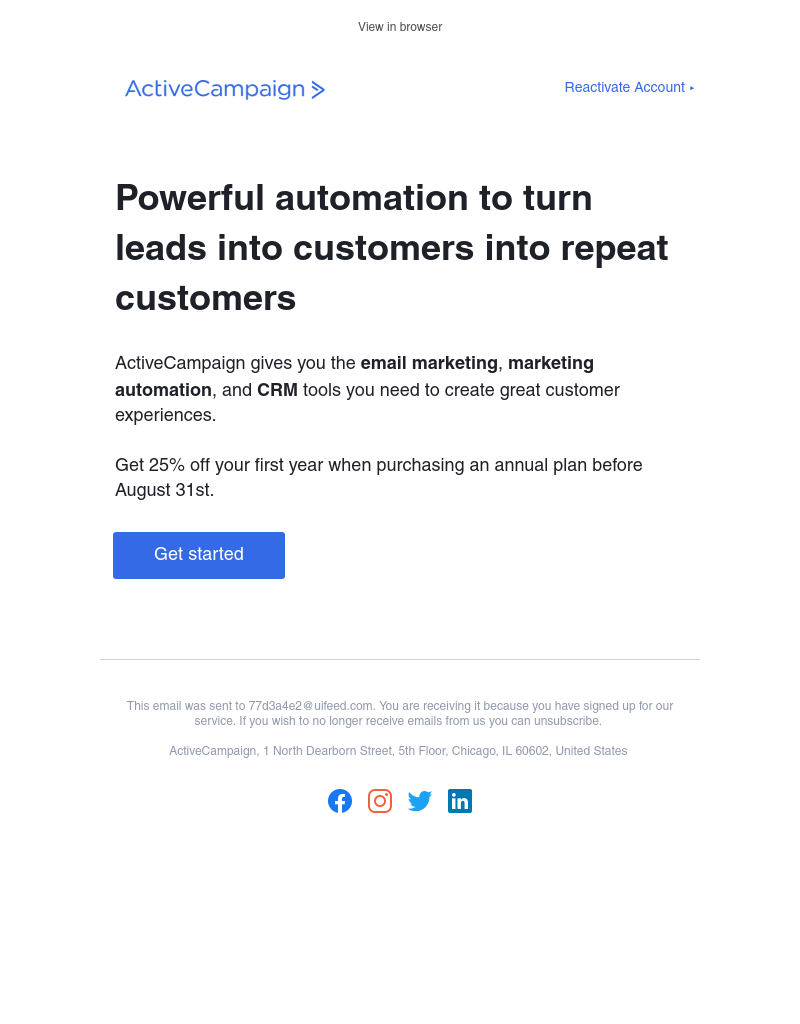  - 25% off ActiveCampaign [Very limited offer]